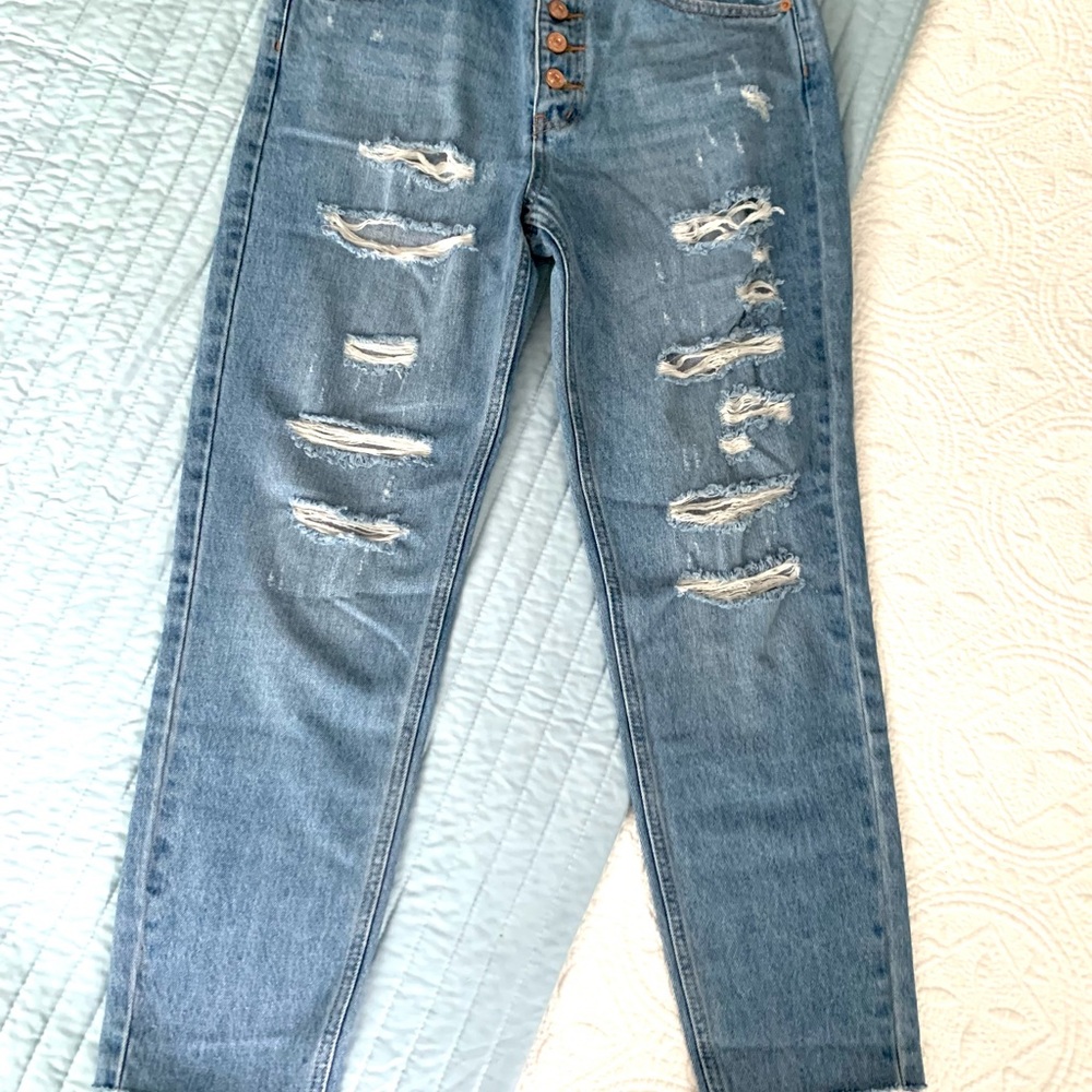We the Free Blossom Rigid Distressed Jeans Sz 28 - Picture 3 of 10